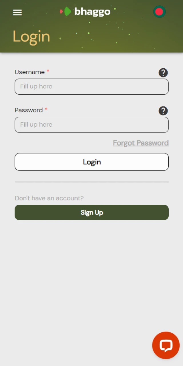 Login to your Bhaggo account to download the iOS mobile app.