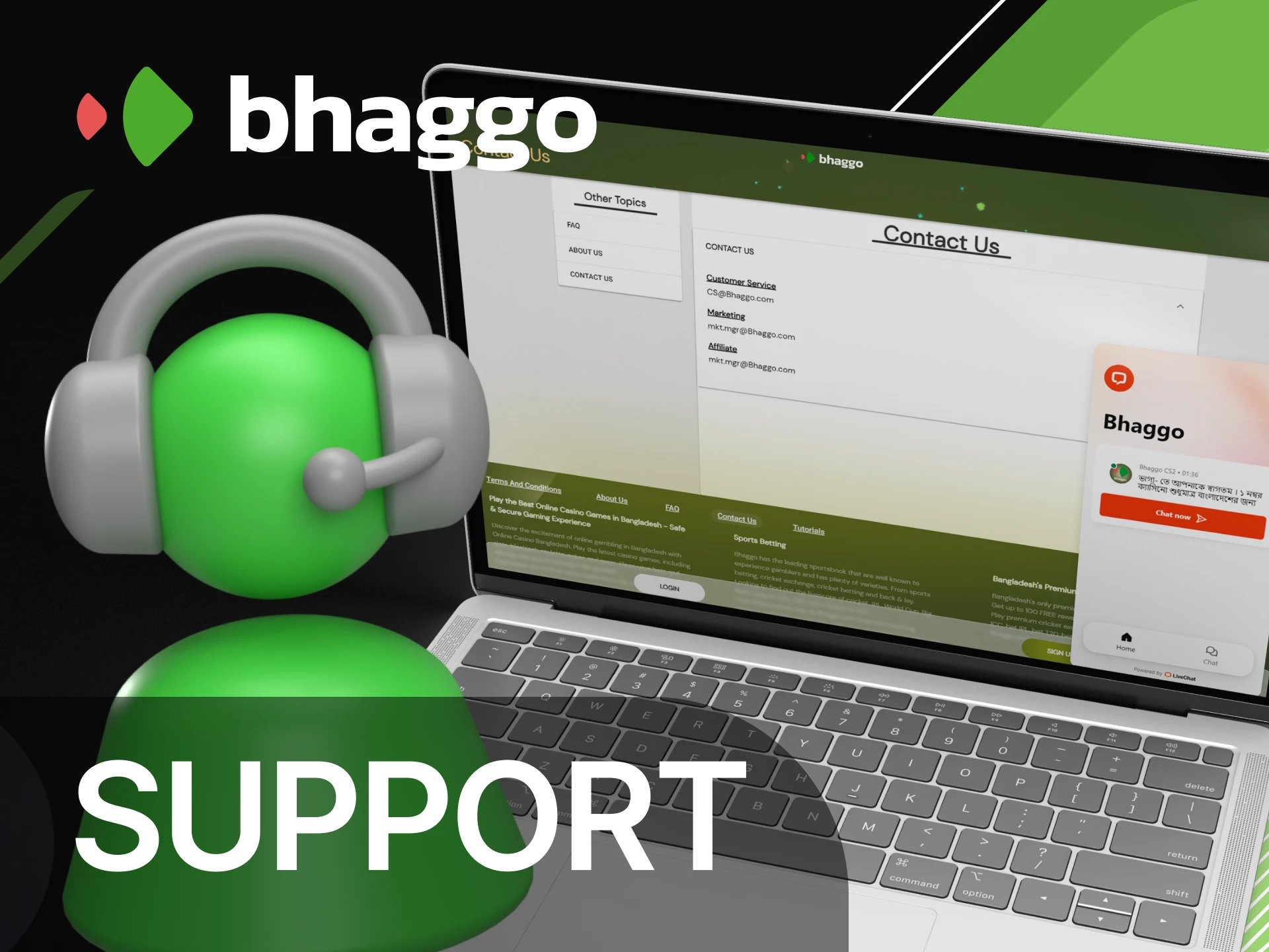 Contact Bhaggo support using these methods.