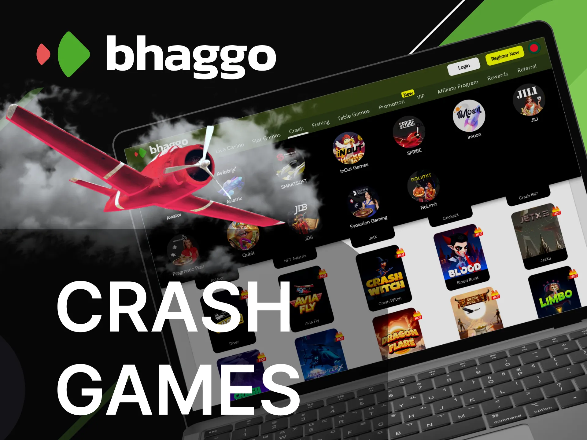 Play crash games at Bhaggo online casino from the best providers.