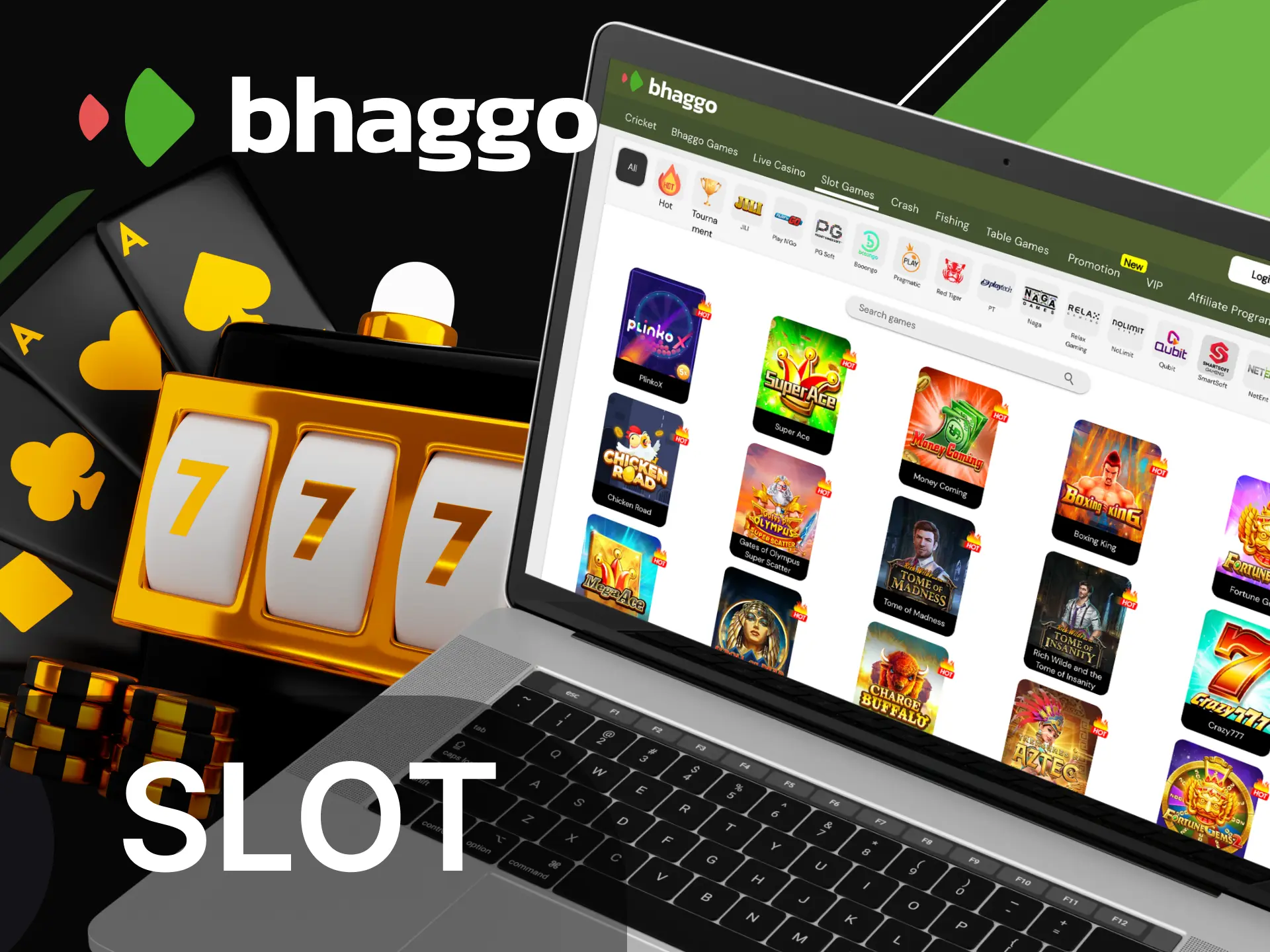 Bhaggo online casino offers a wide range of slot games.