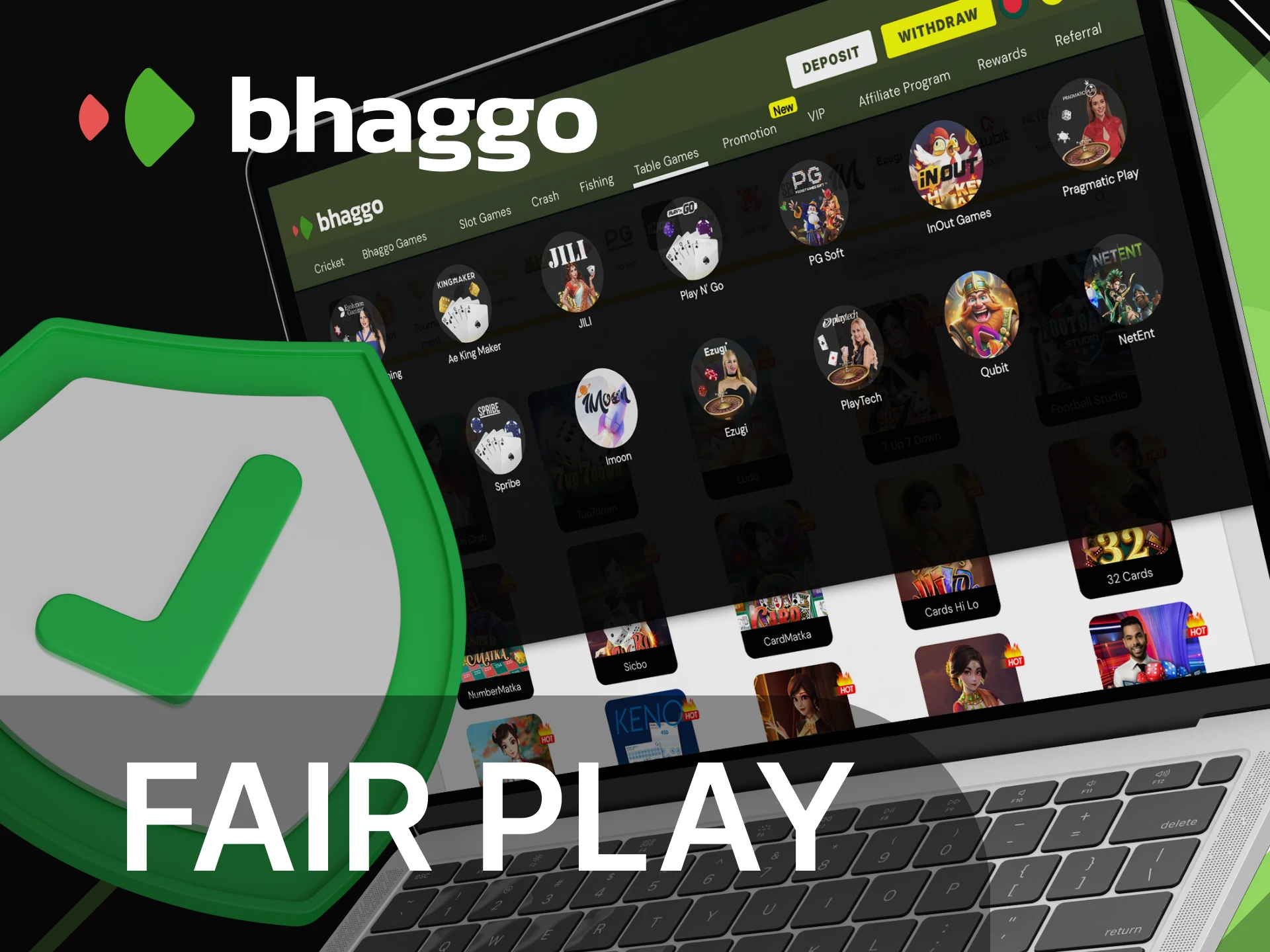 Bhaggo online casino has games only from reliable providers.