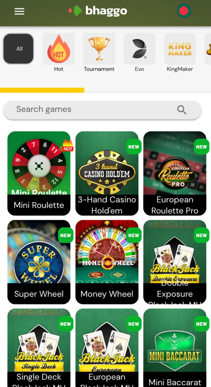 Bhaggo online casino offers a wide range of live casino games.